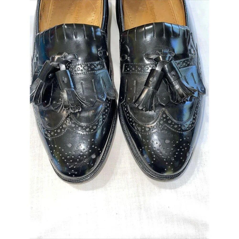 Johnston & Murphy Optima Wingtip Loafers Mens Size 8 D Black Leather Slip On